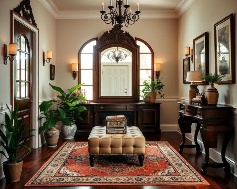 How can you create a warm, inviting entryway?