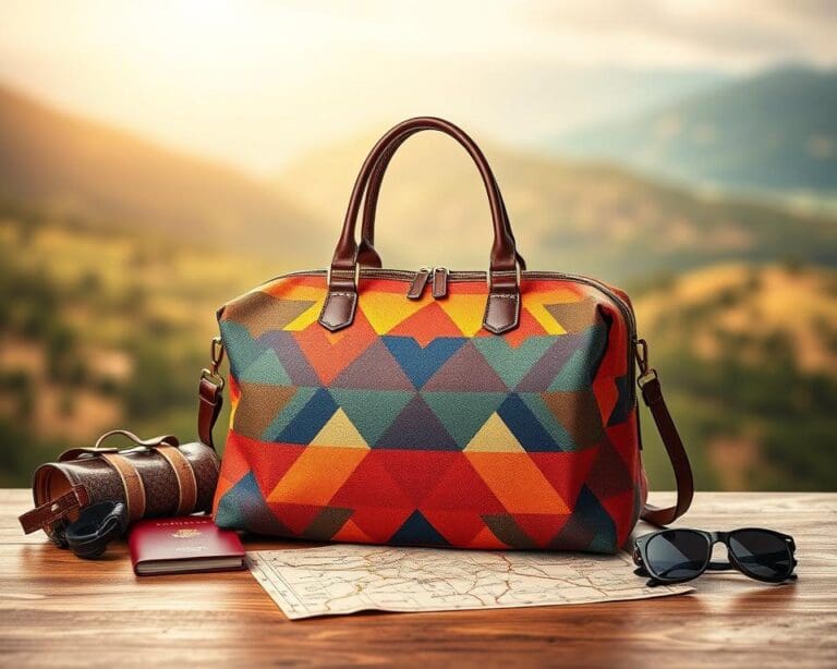 How do you style a colourful travel bag?