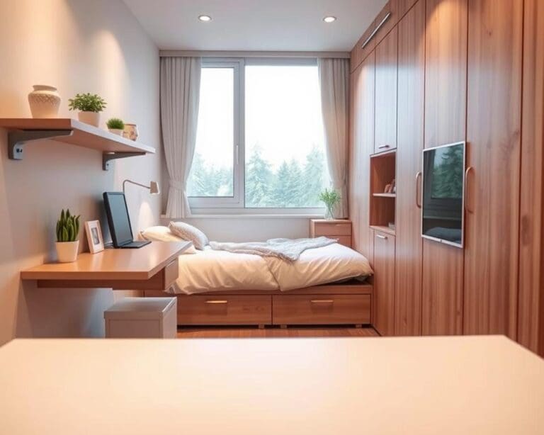 What are space-saving tips for a tiny bedroom?
