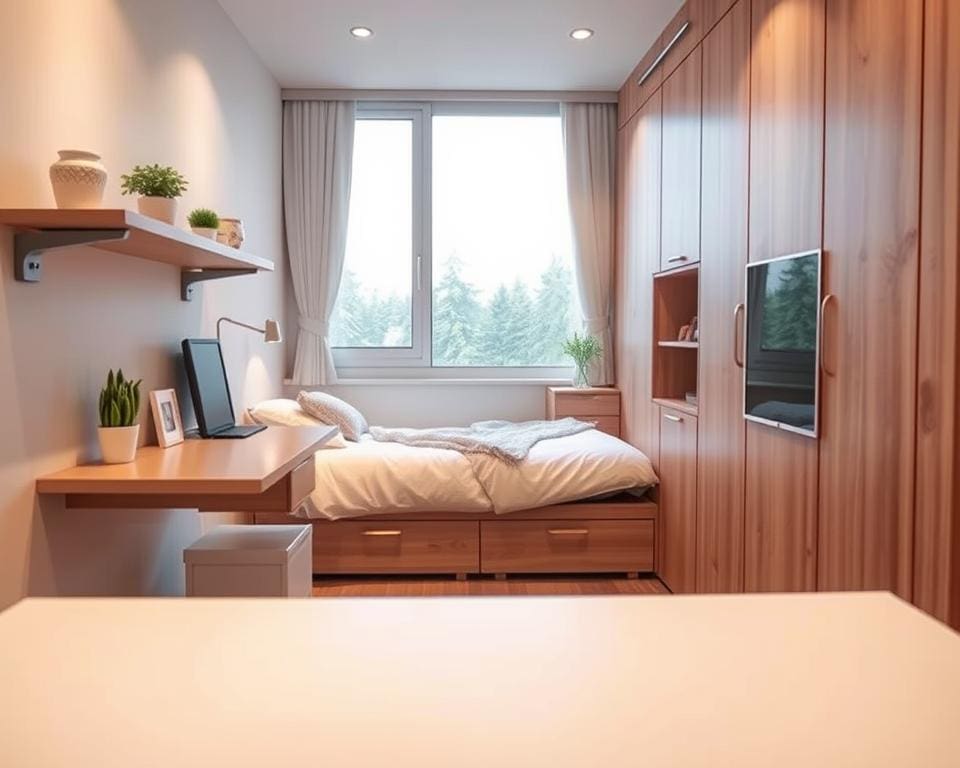 What are space-saving tips for a tiny bedroom?