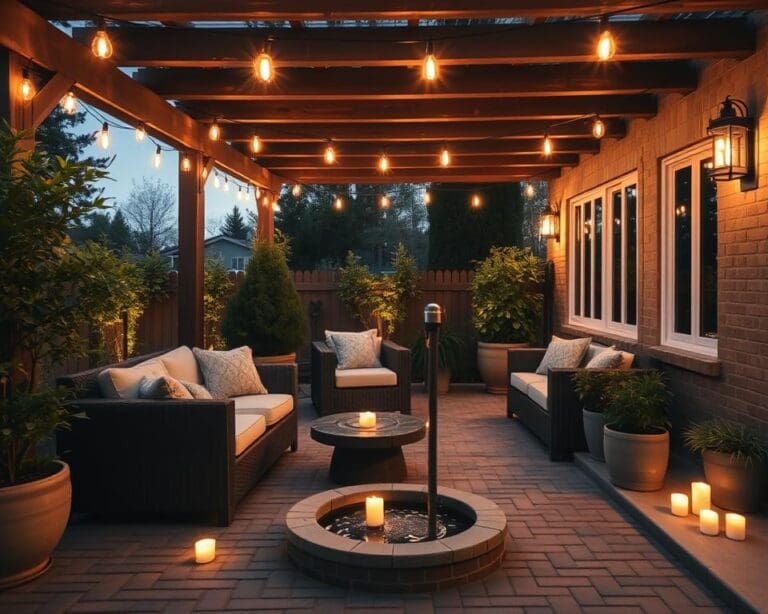 What is the best way to light up a patio at dusk?