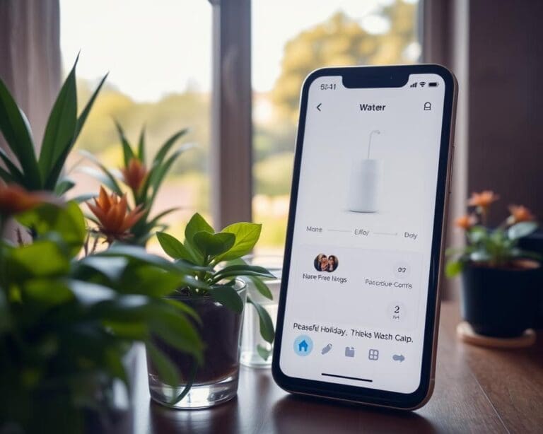 Which app controls your watering while on holiday?