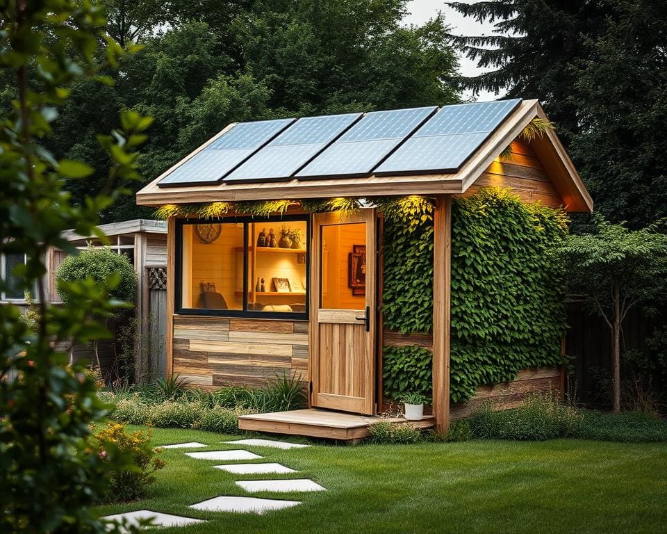 What are sustainable materials for a modern garden shed?