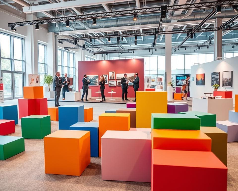 How do modular floor cube systems improve exhibition flexibility?